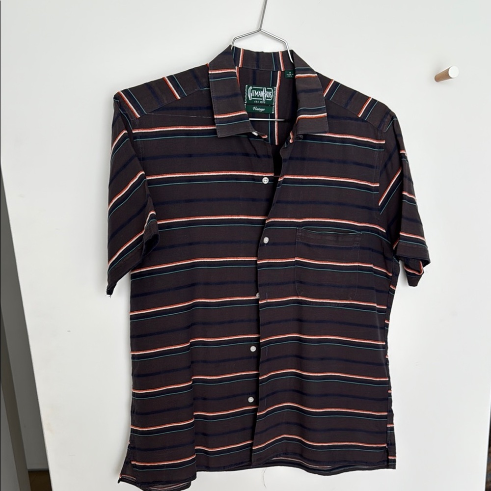 Gorman Bros Vintage Brown Orange Blue Casual Button Down Shirt